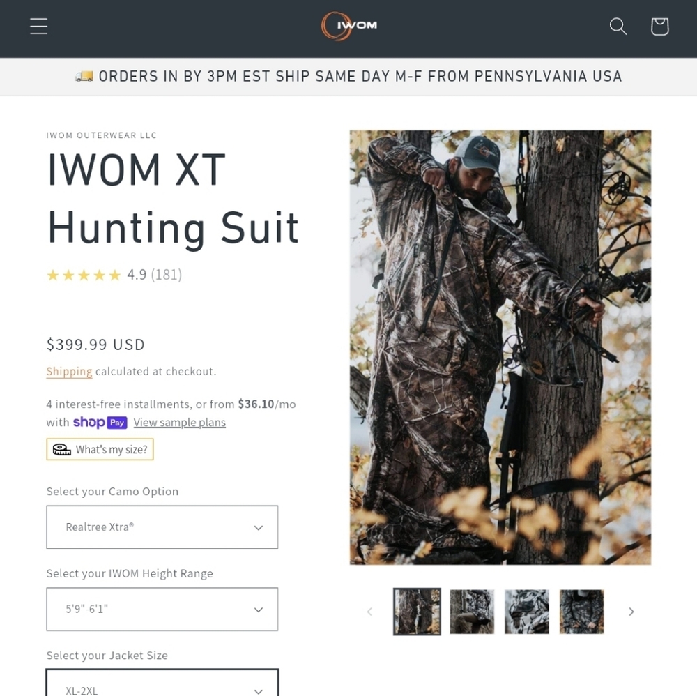 IWOM XT Hunting Suit XL/2XL